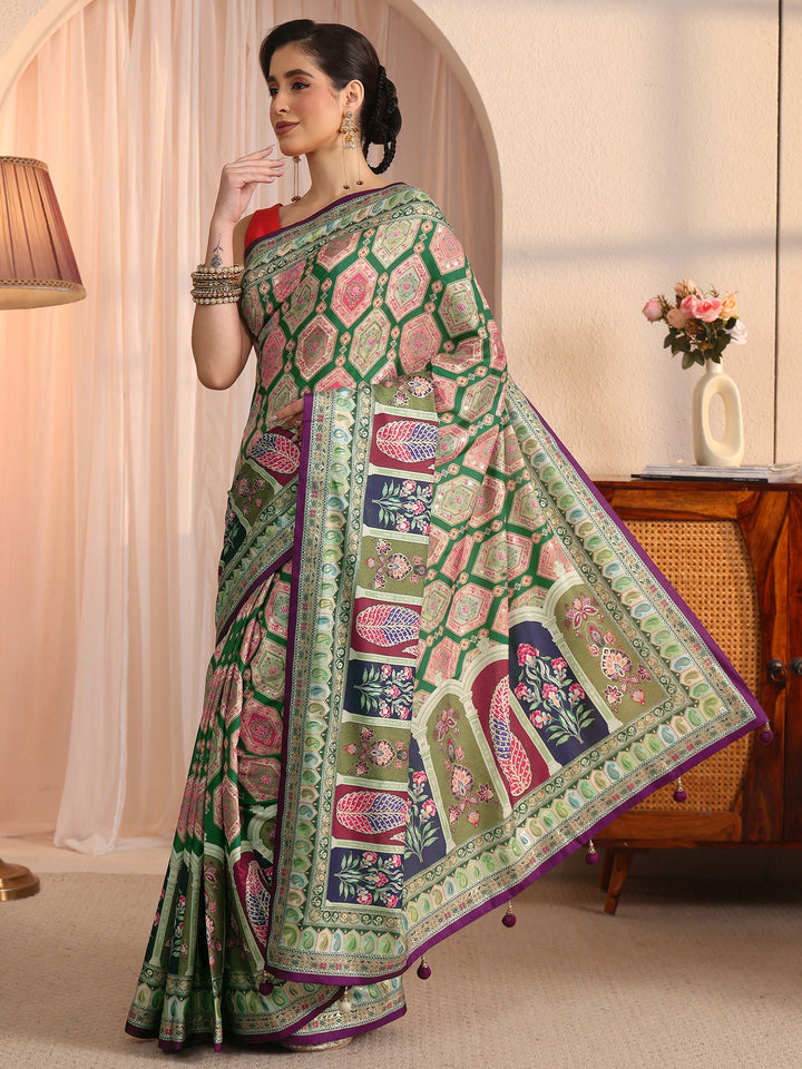Libas Multicolour Ethnic Printed Silk Blend Saree