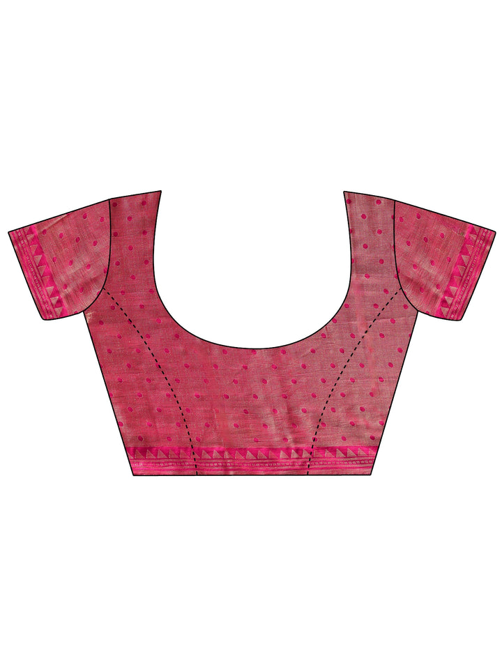 Libas Pink Geometric Woven Design Silk Blend Saree
