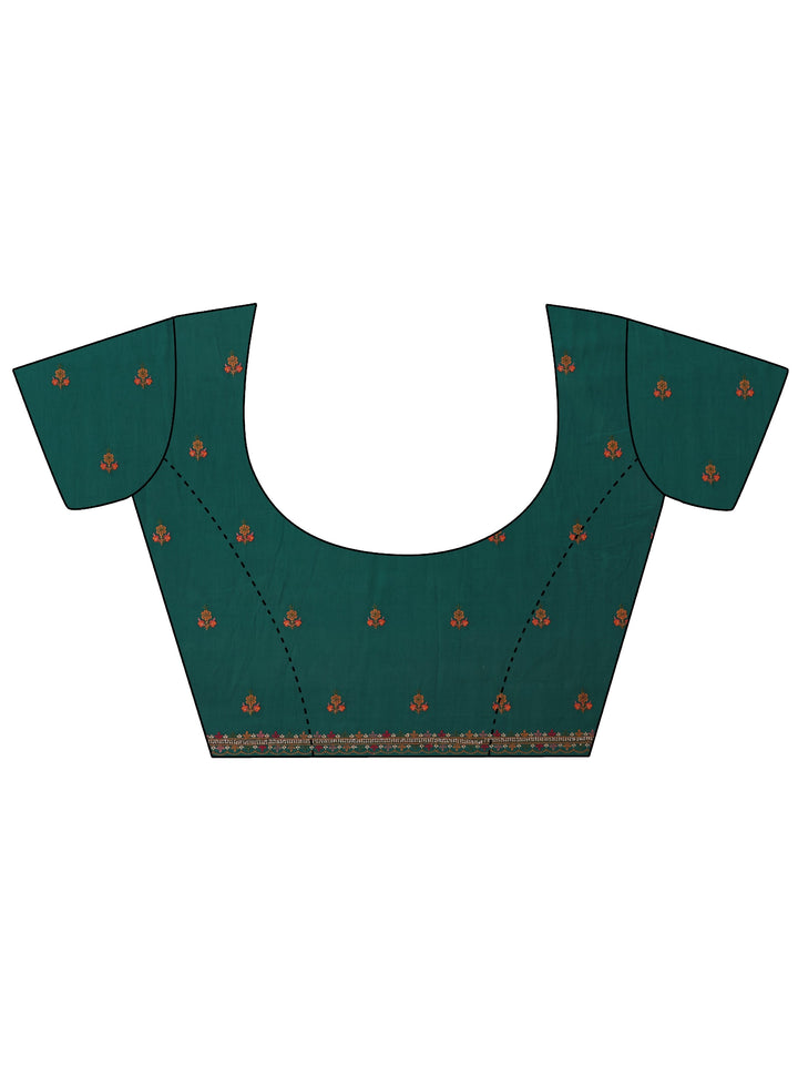 Libas Emerald Green Floral Embroidered Silk Blend Saree