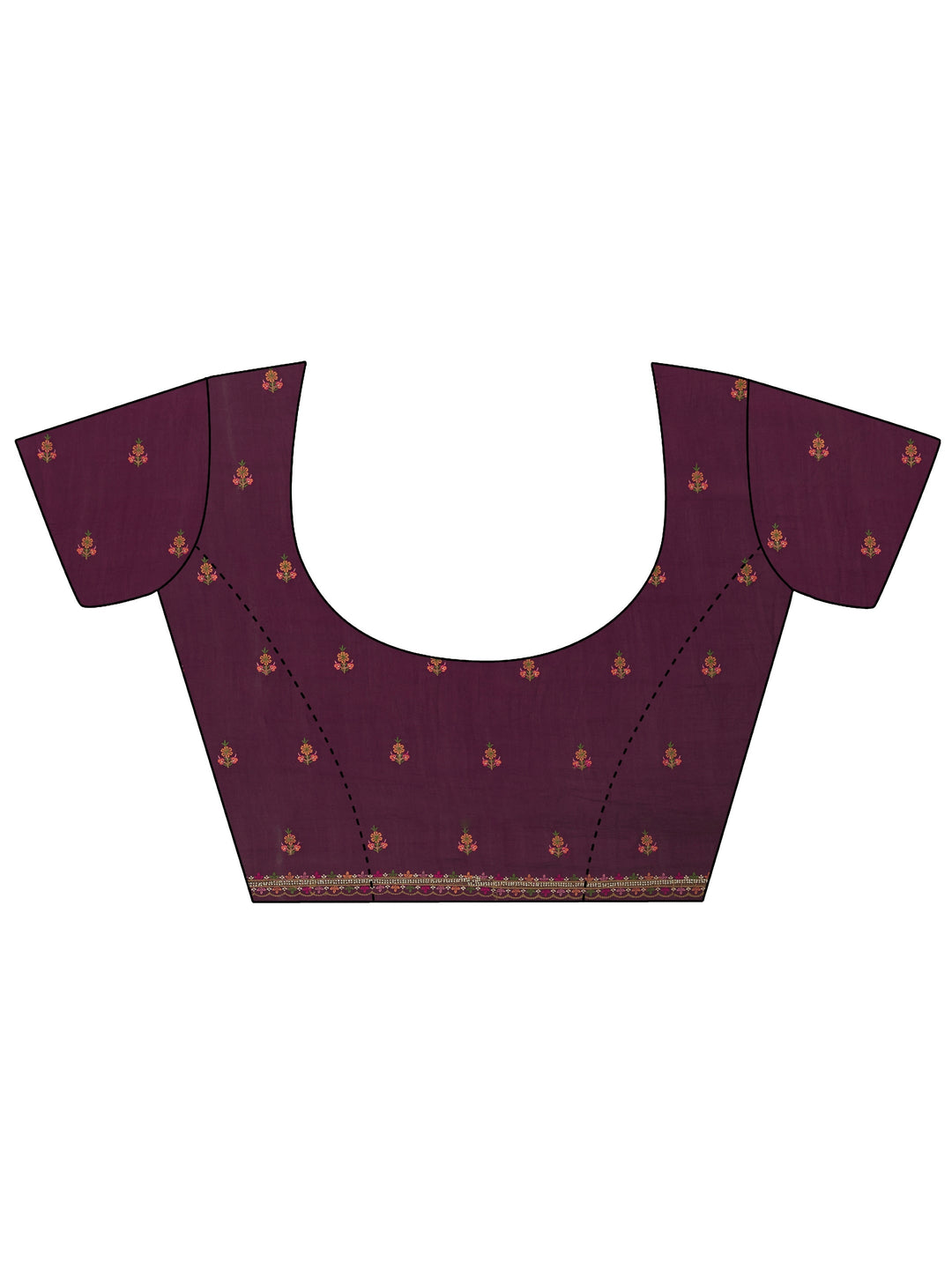 Libas Burgundy Floral Embroidered Silk Blend Saree