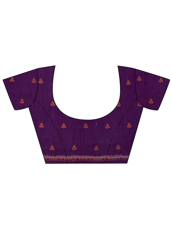Libas Royal Purple Floral Embroidered Silk Blend Saree