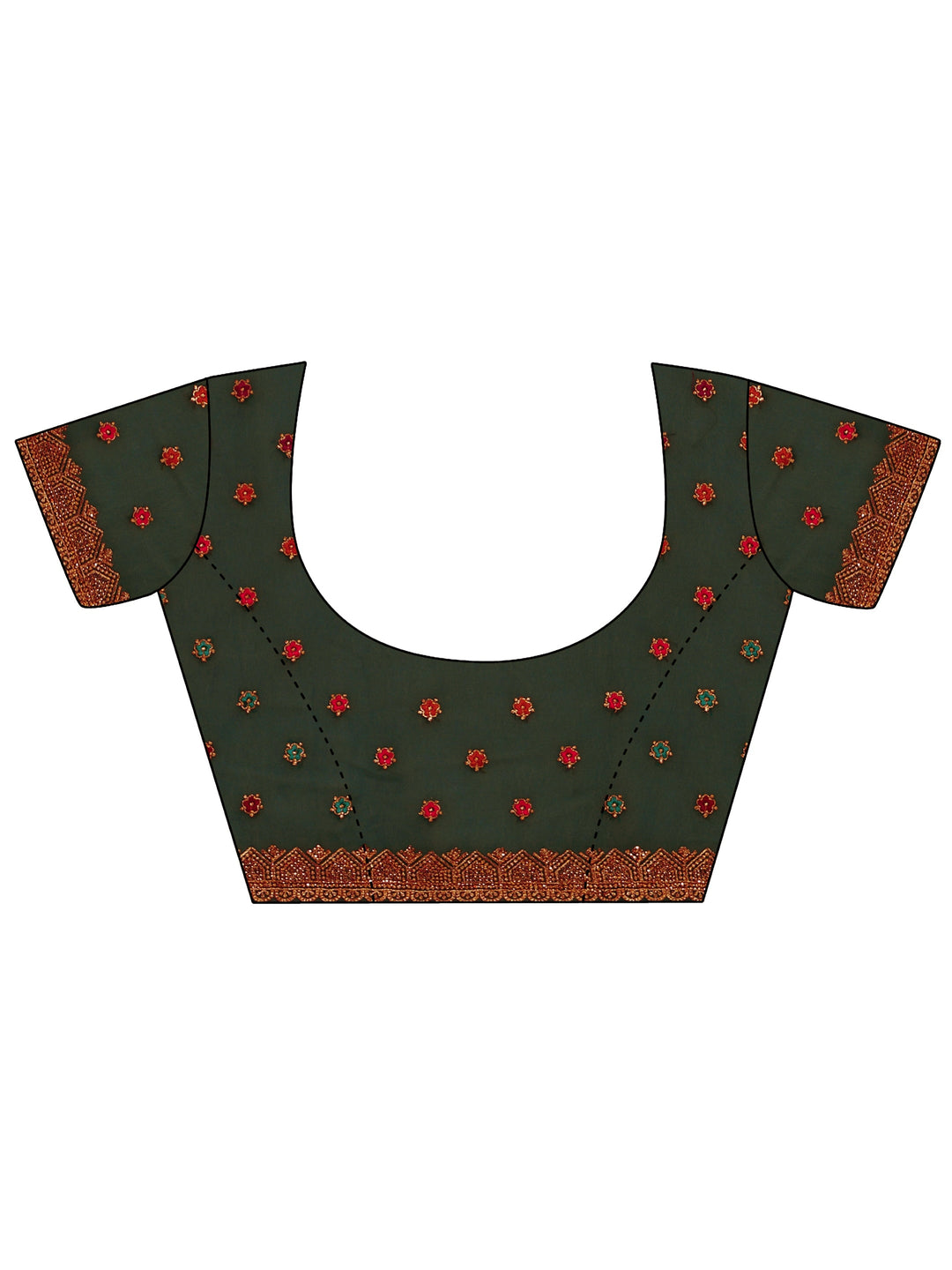 Libas Art Teal Green Floral Embroidered Stone Work Georgette Saree