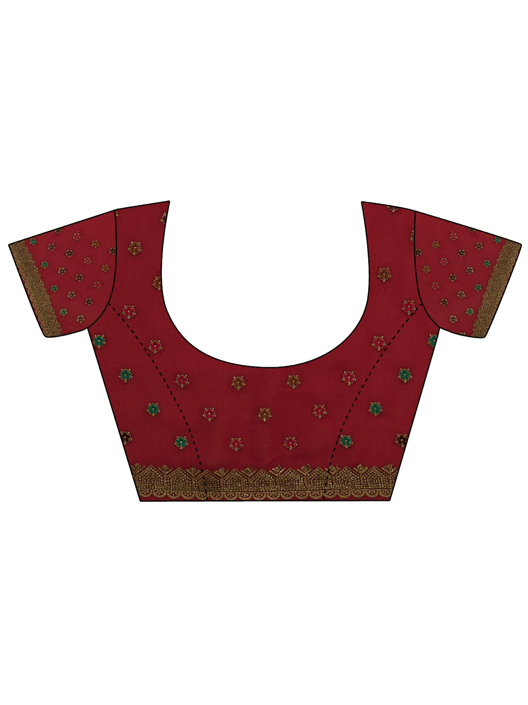 Libas Art Crimson Red Floral Embroidered Stone Work Georgette Saree