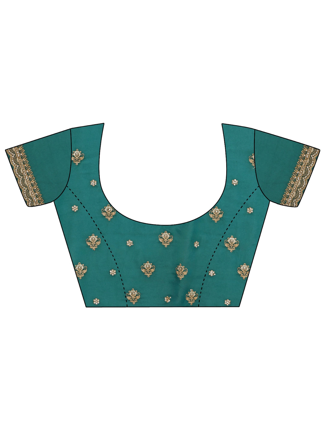 Libas Art Green Floral Embroidered Stone Work Georgette Saree