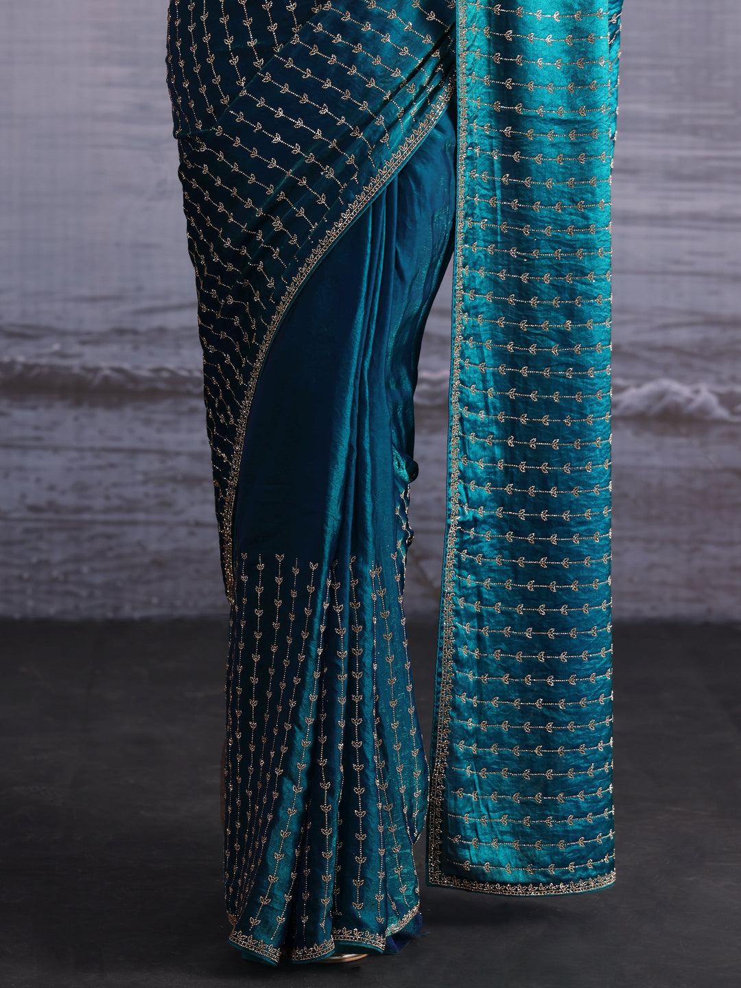 Libas Art Blue Stone Work Embellished Tissue Saree