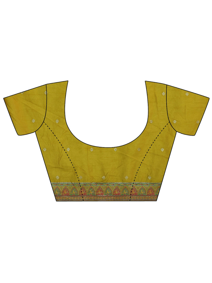 Libas Mustard Woven Design Silk Blend Saree with Embroidered Border
