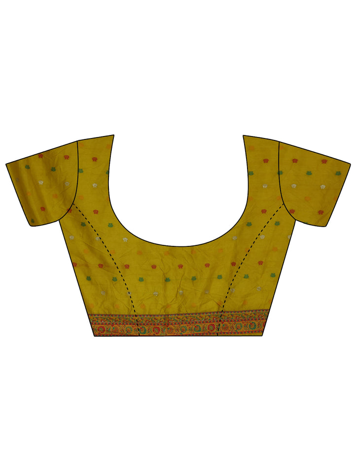 Libas Art Mustard Embellished Mughal Design Silk Blend Saree