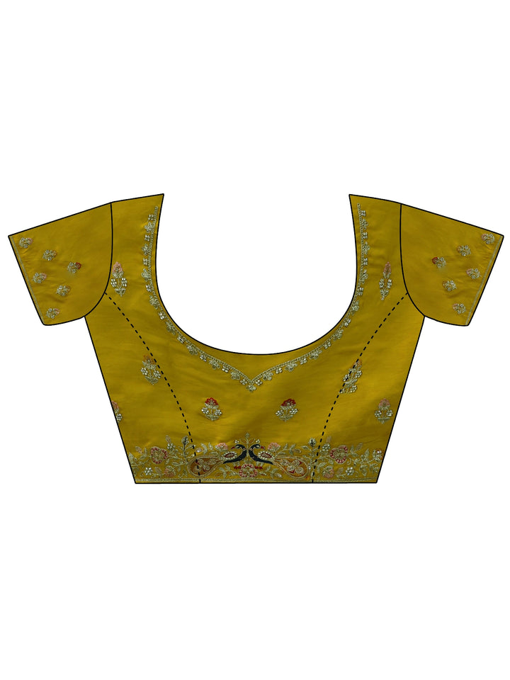 Libas Art Yellow Silk Blend Saree with Embellished Peacock Pallu