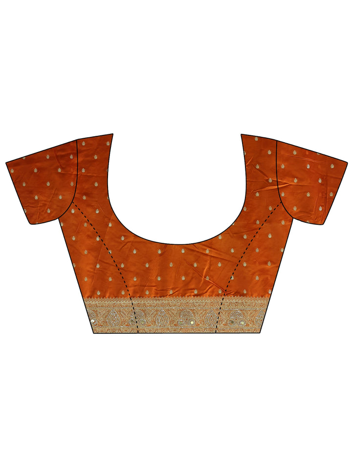 Libas Art Orange Banarasi Satin Saree with Stone Work