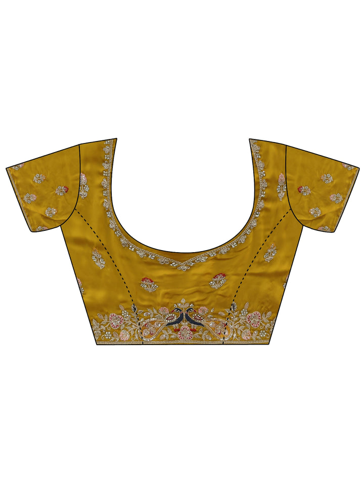 Libas Art Mustard Satin Saree with Embellished Border