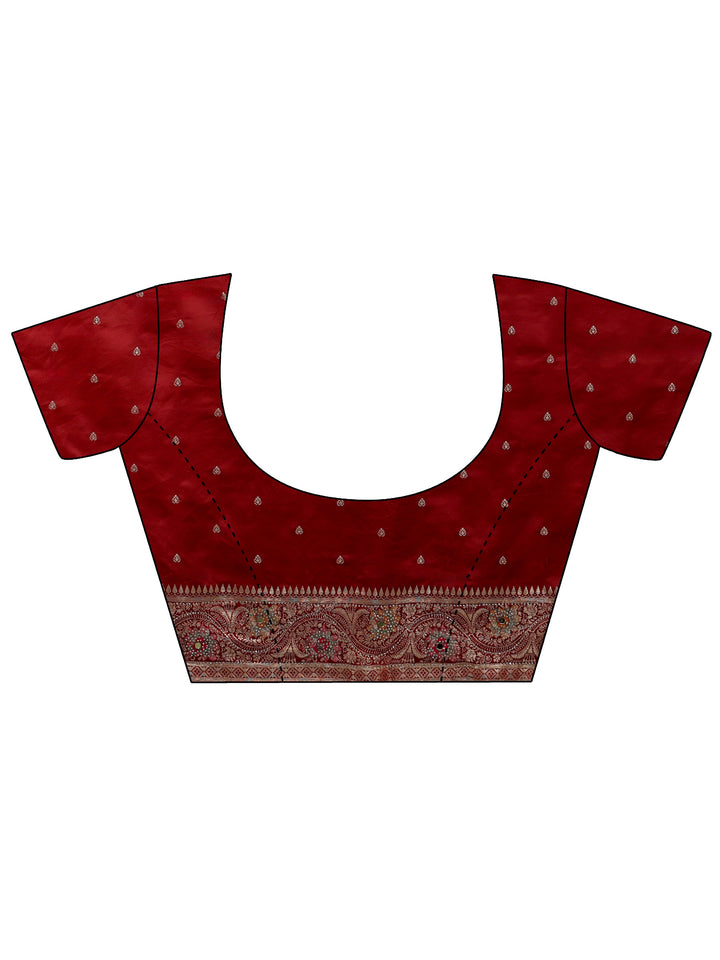 Libas Art Maroon Ethnic Woven Design Stone Work Satin Saree