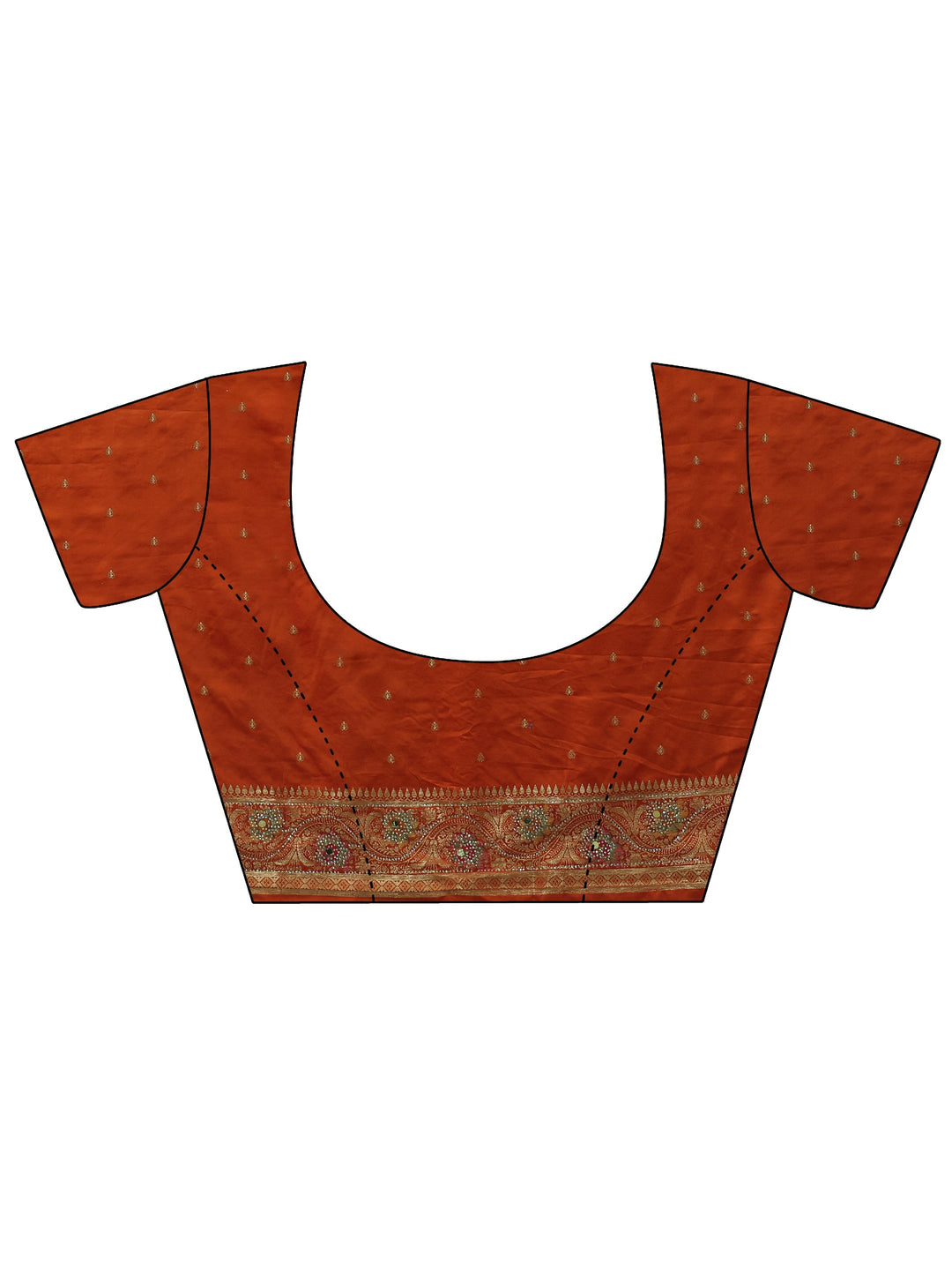 Libas Art Orange Woven Design Satin Saree with Stone Work