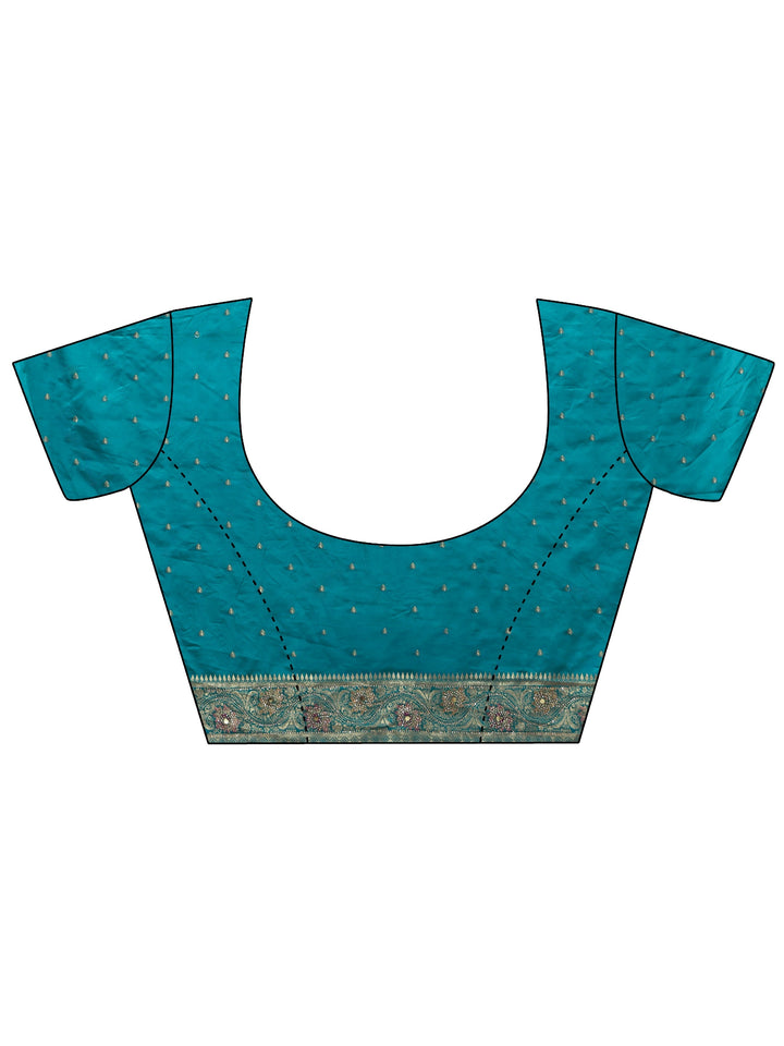 Libas Art Blue Woven Design Satin Saree with Stone Work