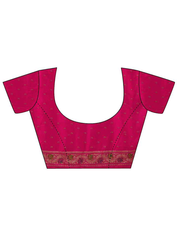 Libas Art Pink Woven Design Satin Saree with Stone Work