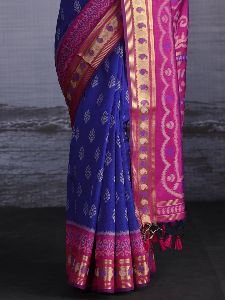 Libas Blue Woven Design Silk Blend Saree