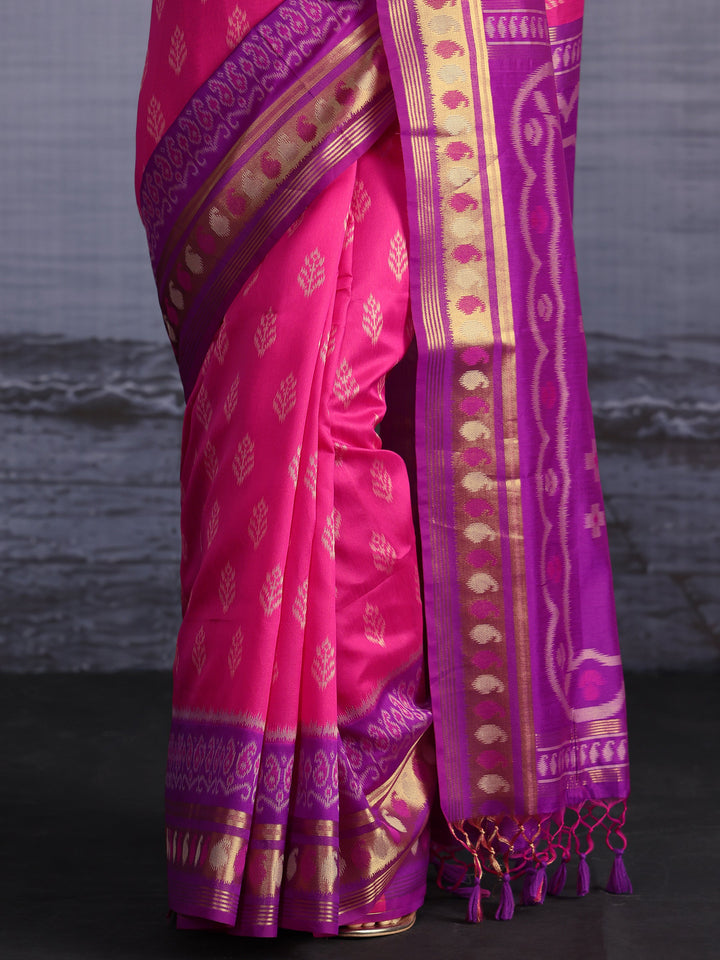 Libas Pink Woven Design Silk Blend Saree