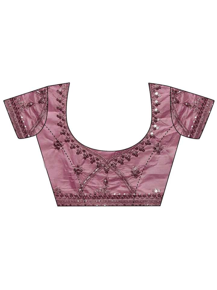 Libas Rani Pink Embroidered Satin Saree with Sequin Embellishments