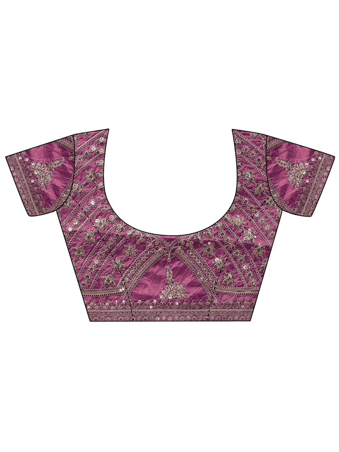 Libas Wine Embroidered Satin Saree with Sequin Embellishments