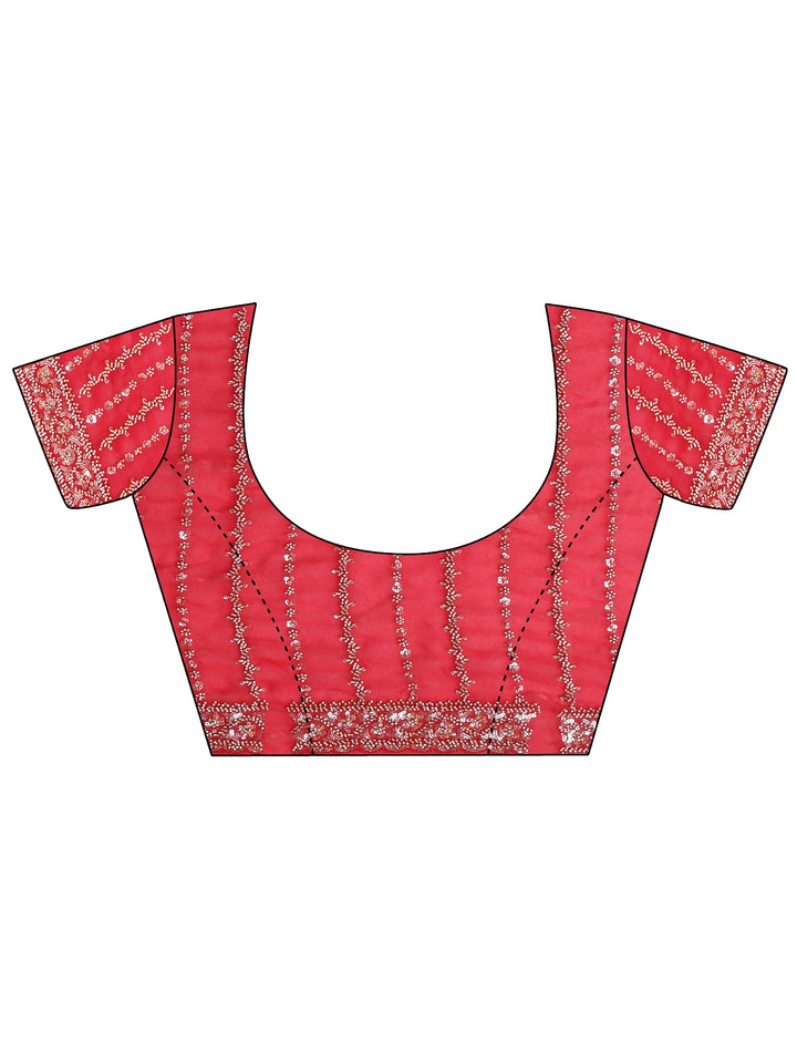 Libas Art Orange Embellished Tissue Saree