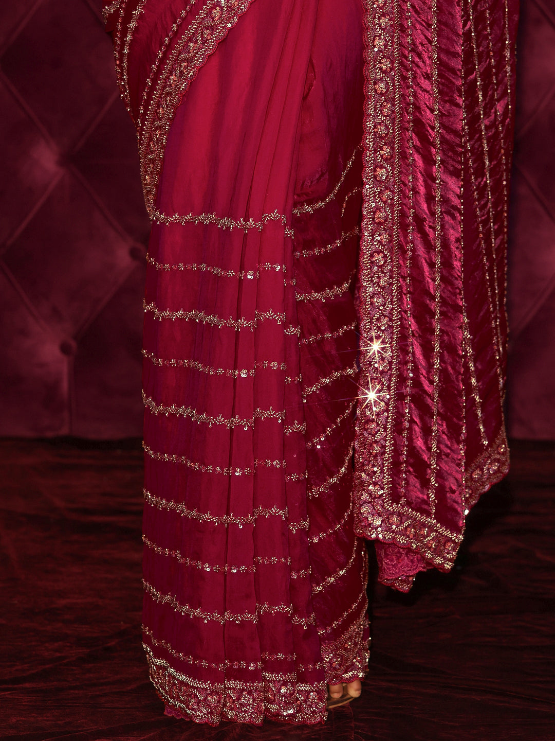 Libas Art Pink Embellished Silk Blend Saree