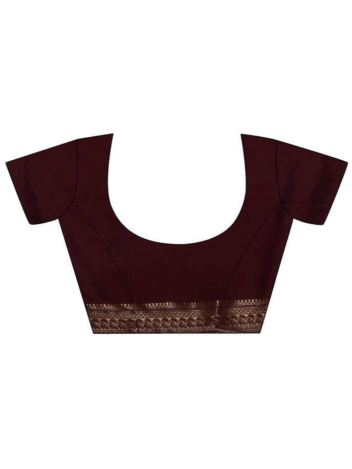Libas Mustard and Maroon Silk Blend Tassel Saree with Woven Border