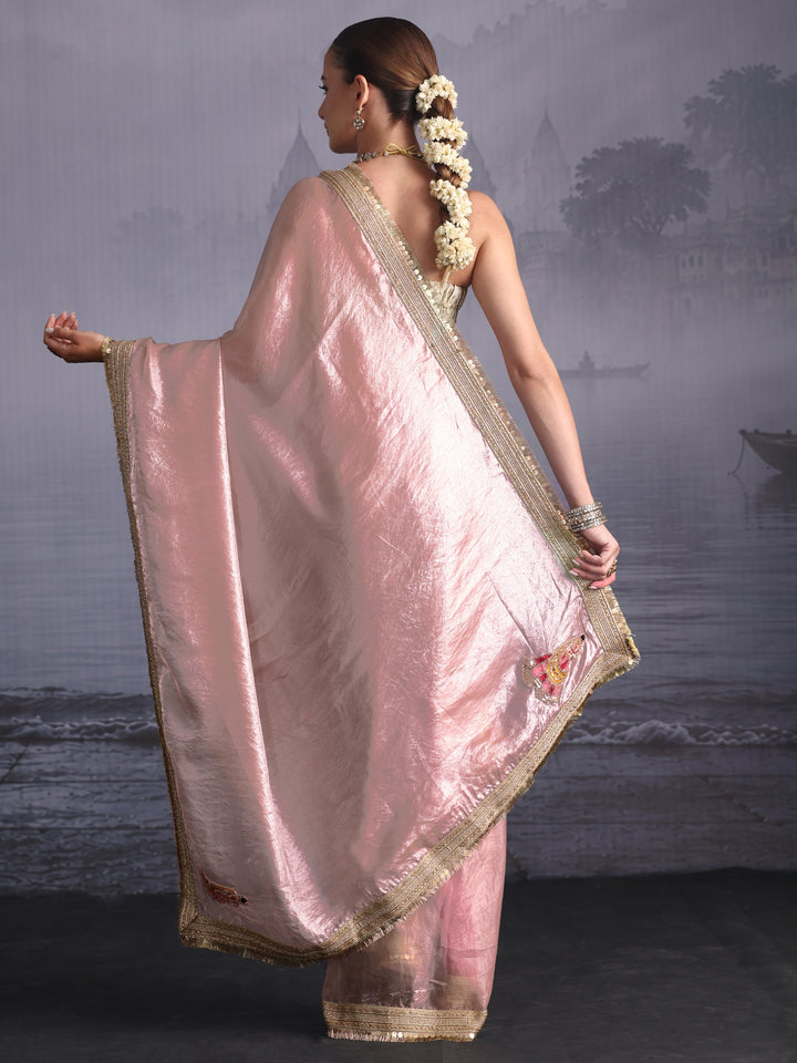 Libas Lavender Tissue Saree with Gota Border