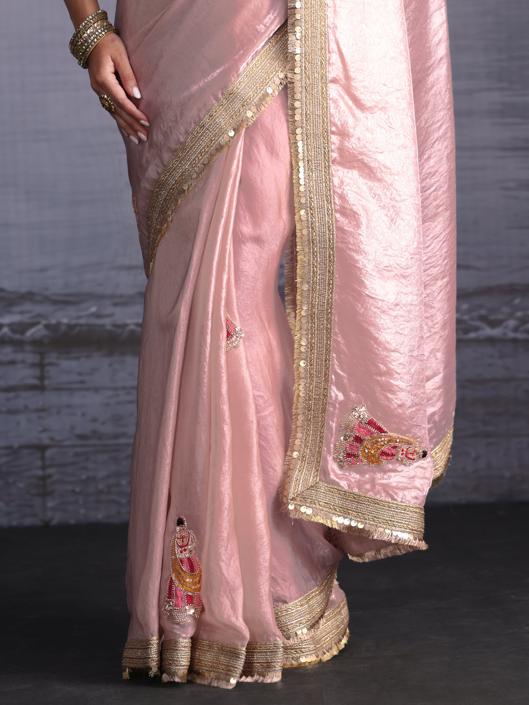 Libas Lavender Tissue Saree with Gota Border