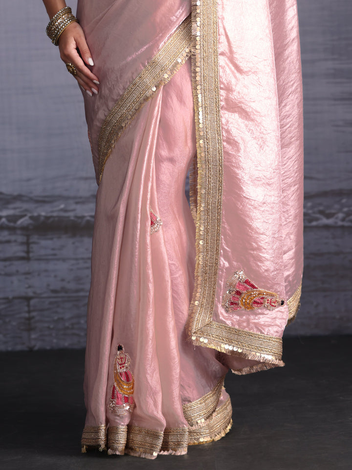 Libas Lavender Tissue Saree with Gota Border