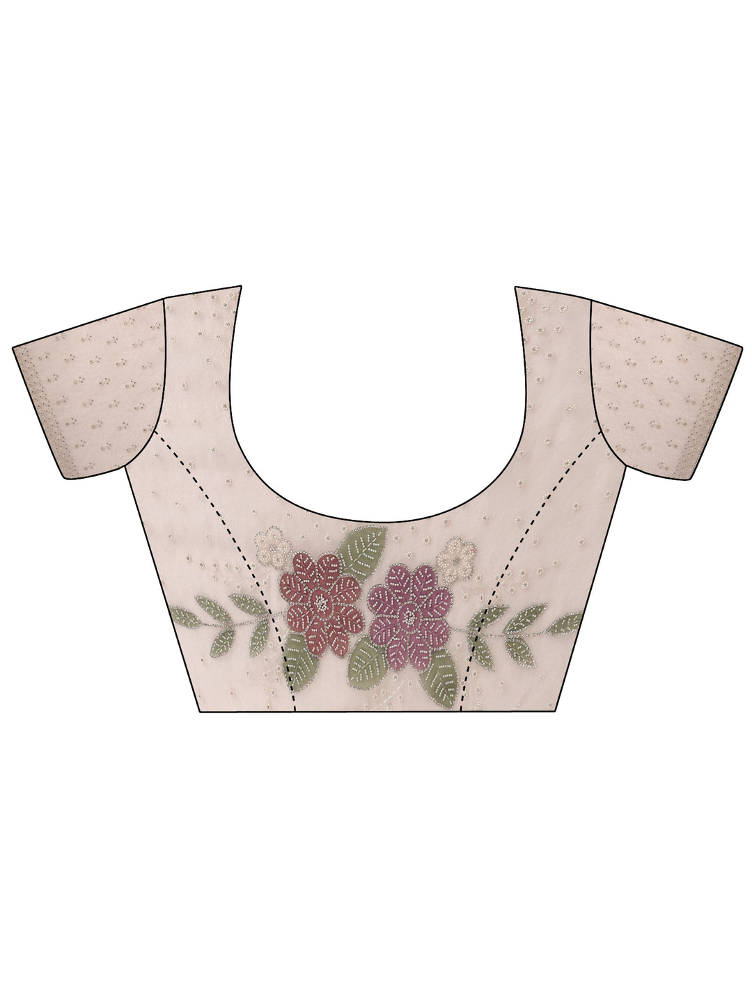 Libas Lavender Floral Embellished Tissue Saree with Scalloped Border