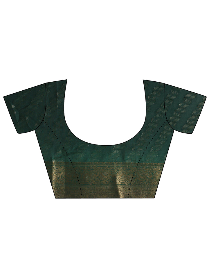 Libas Bottle Green Woven Design Silk Blend Tassel Saree
