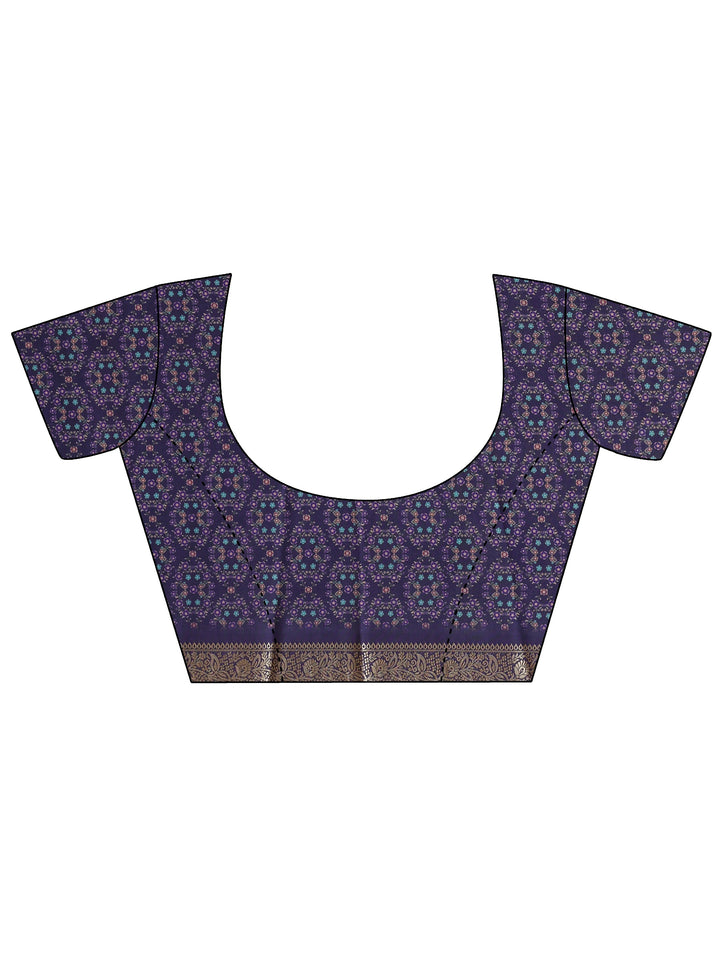Libas Purple Jharokha Printed Silk Blend Saree