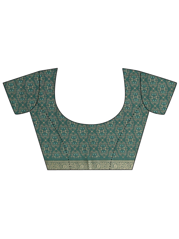 Libas Green Jharokha Printed Silk Blend Saree
