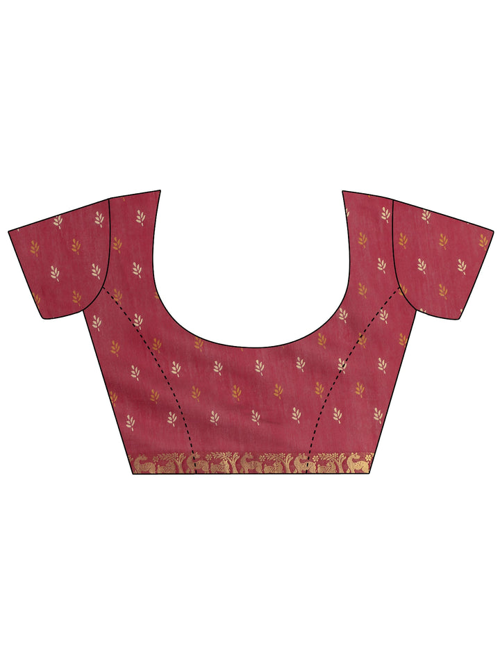 Libas Mustard and Red Wavy Stripe Printed Silk Blend Tassel Saree
