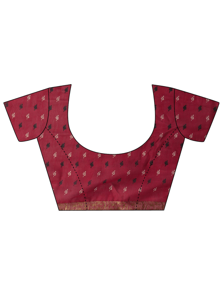 Libas Black and Red Wavy Stripe Printed Silk Blend Tassel Saree
