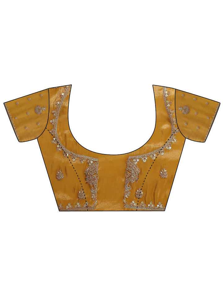 Libas Art Yellow Bead Embellished Silk Blend Saree