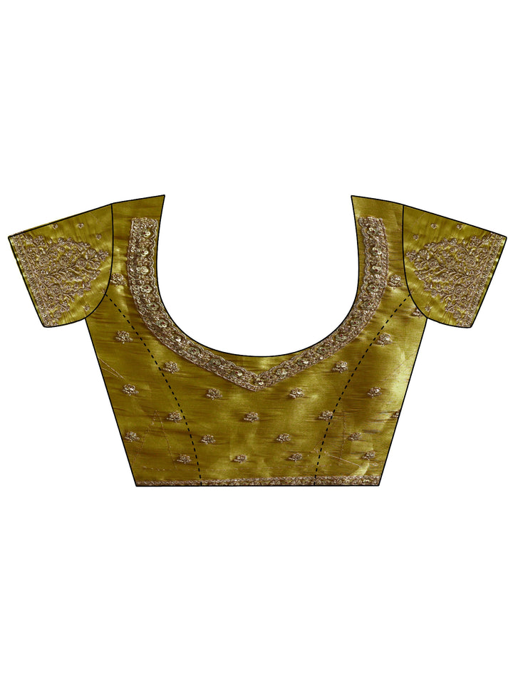 Libas Art Henna Green Woven Design Silk Blend Saree with Potli Bag