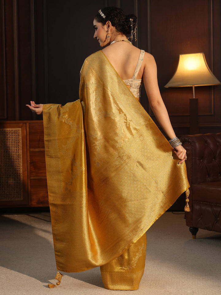 Libas Art Mustard Banarasi Silk Blend Saree