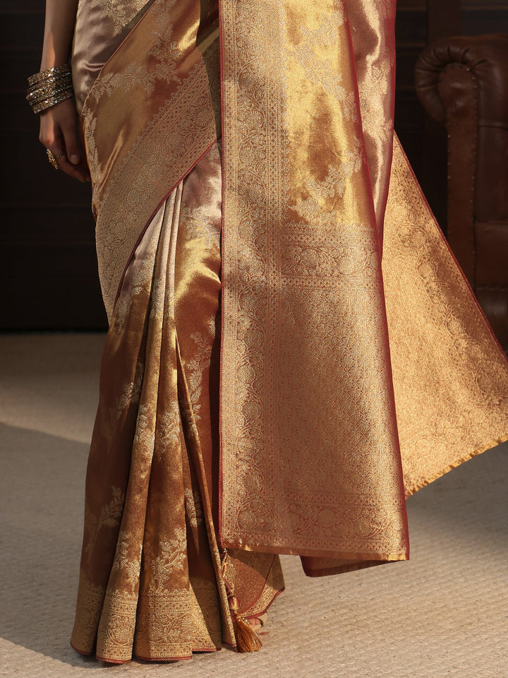 Libas Art Rust Brown Banarasi Silk Blend Saree