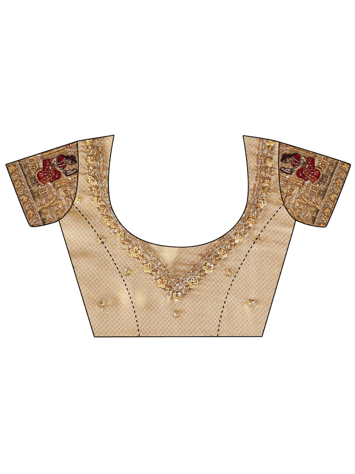 Libas Art Golden Woven Design Silk Blend Saree with Potli Bag