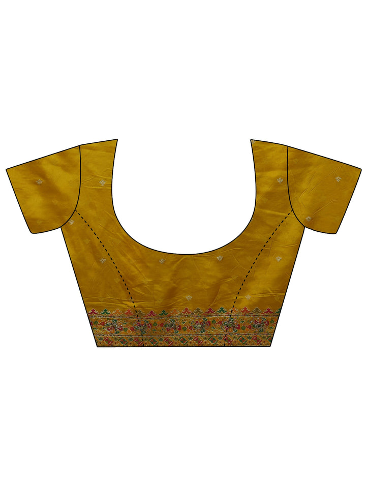 Libas Art Mustard Woven Design Silk Blend Saree with Embellished Patola Pallu