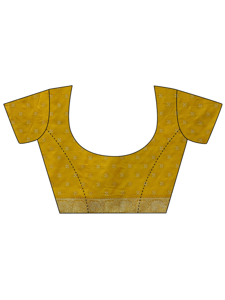 Libas Mustard Ethnic Woven Design Satin Saree with Stone Work