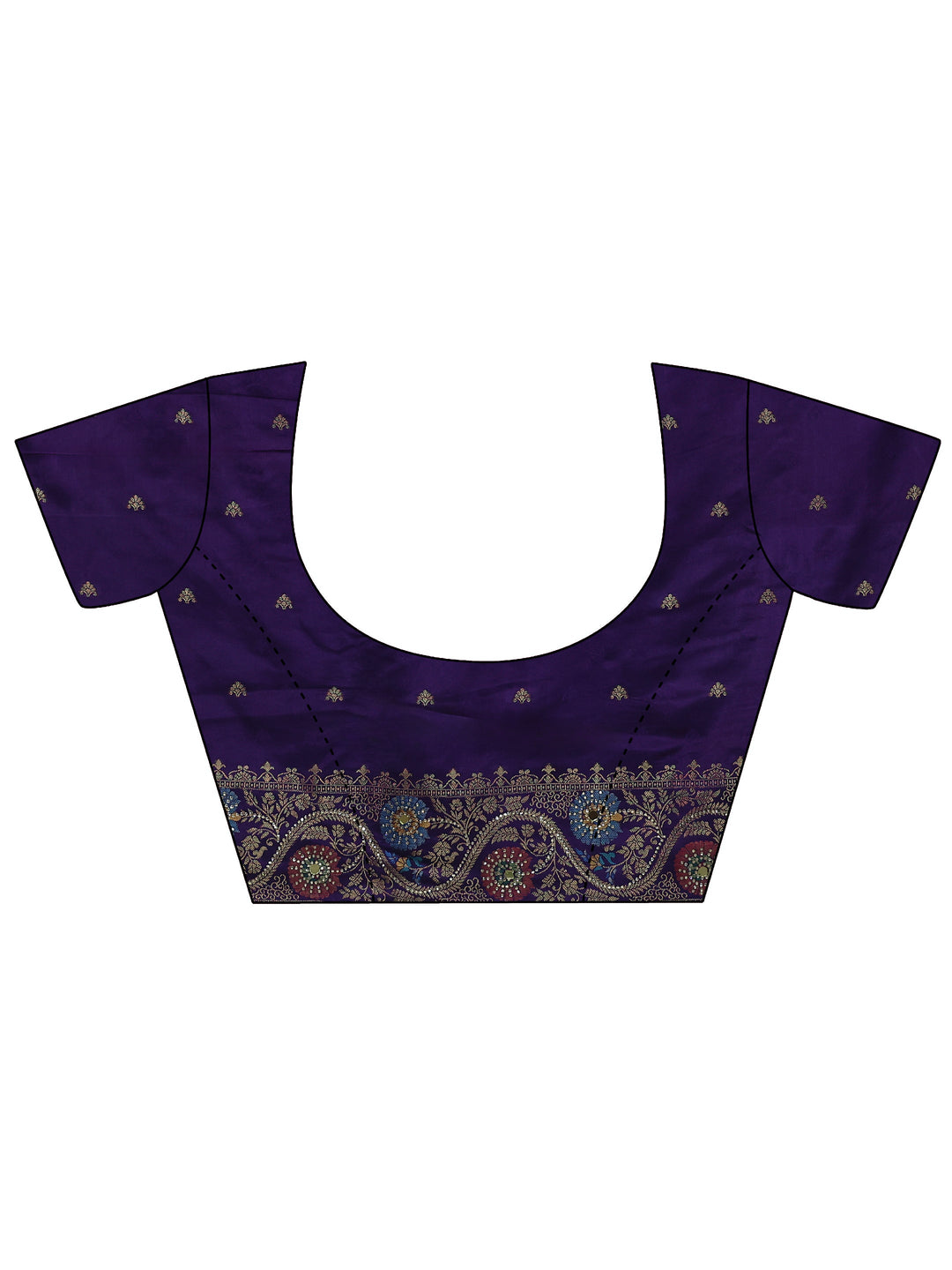 Libas Art Purple Floral Woven Design Satin Saree