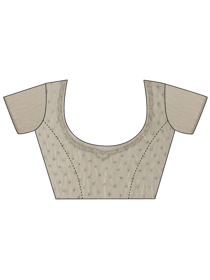Libas Taupe Embellished Tissue Saree