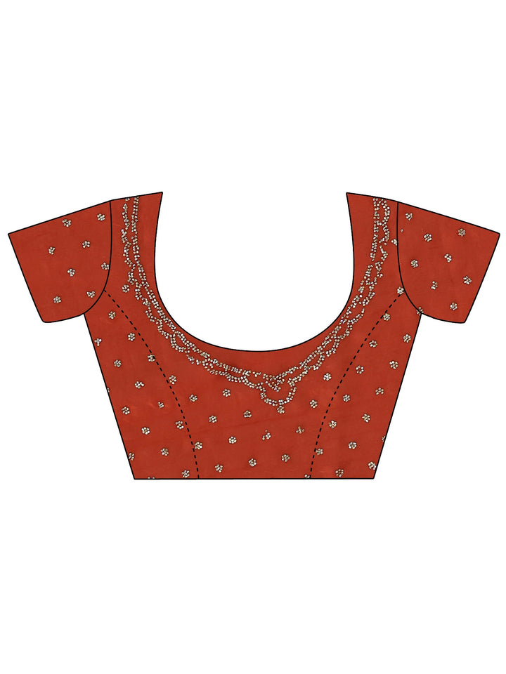 Libas Burnt Orange Embellished Tissue Saree