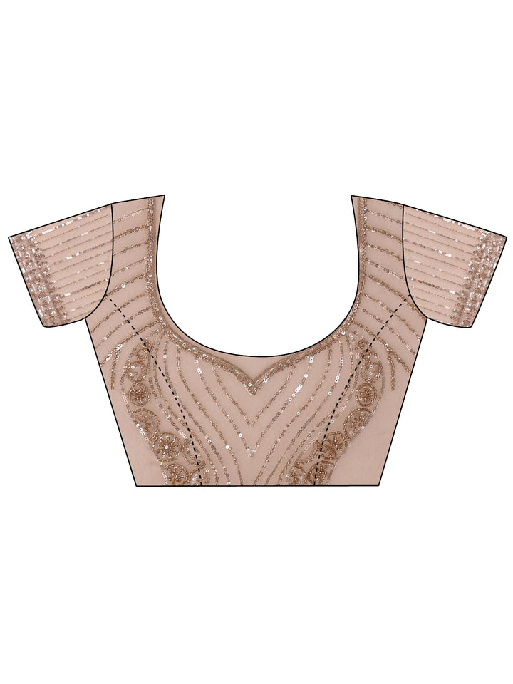 Libas Art Taupe Sequin Embellished Net Saree