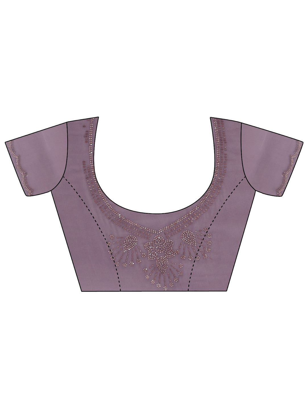 Libas Lilac Stone Work Embellished Tissue Saree with Scalloped Border