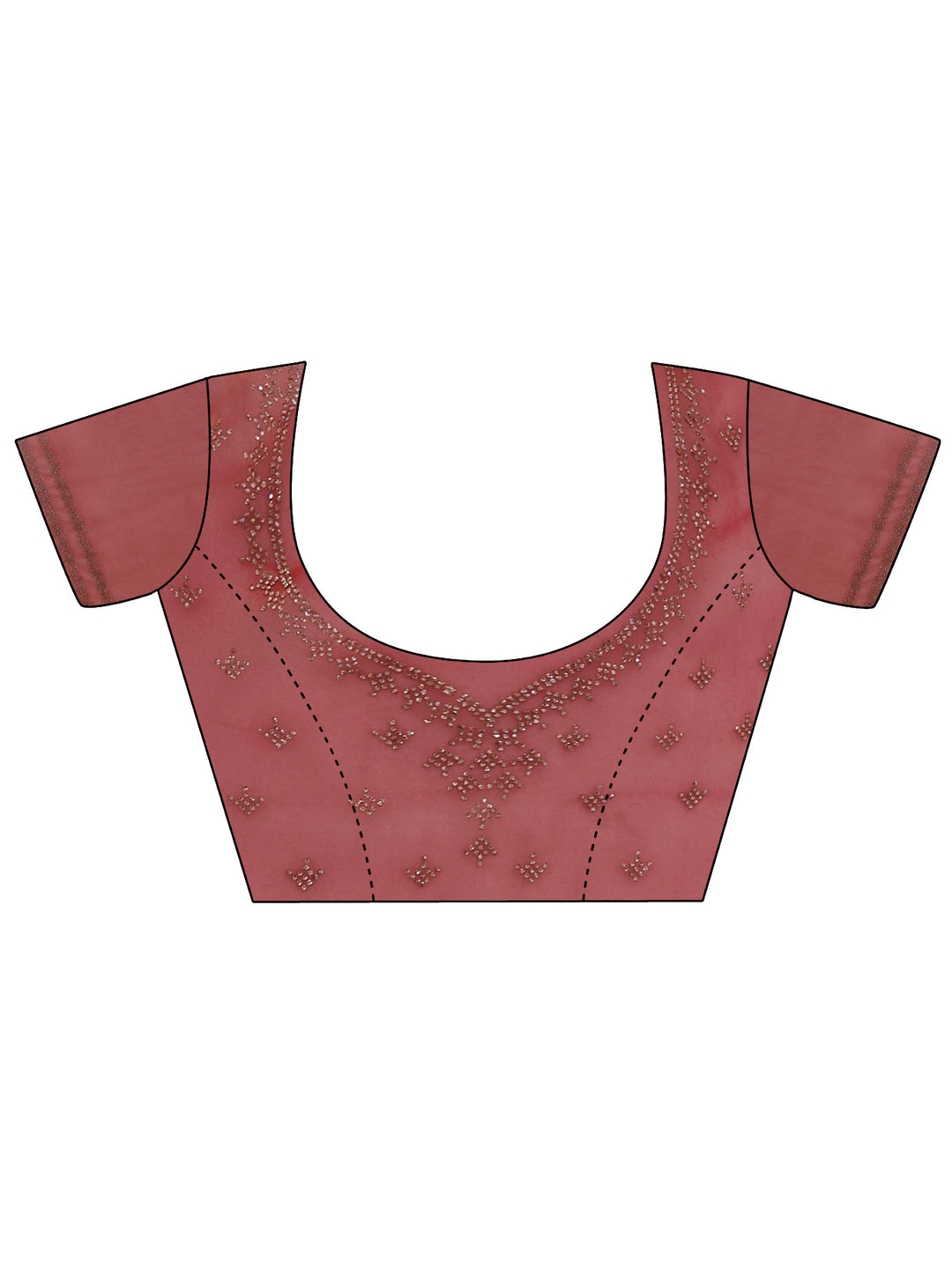Libas Rose Pink Paisley Stone Work Embellished Tissue Saree