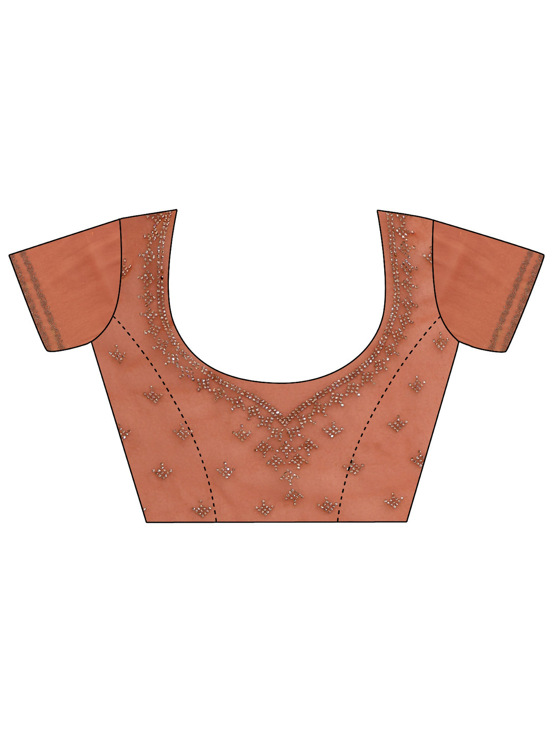 Libas Orange Paisley Stone Work Embellished Tissue Saree