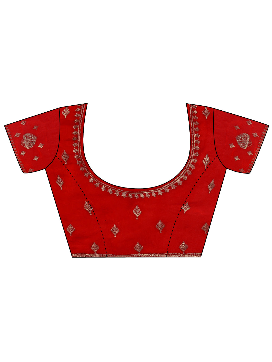 Libas Vermilion Red Ethnic Embroidered Stone Work Tissue Saree