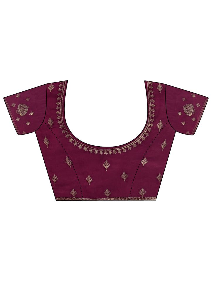 Libas Burgundy Ethnic Embroidered Stone Work Tissue Saree